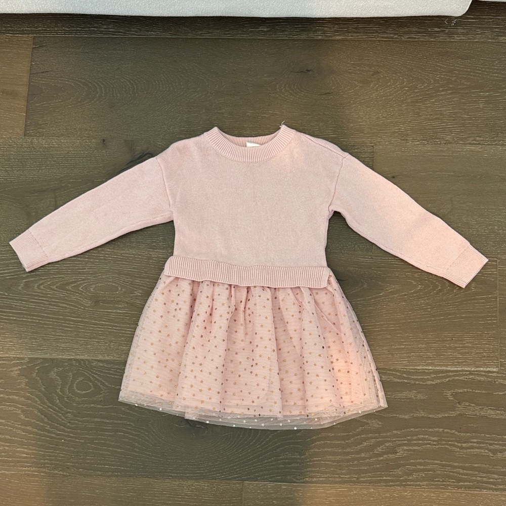 Baby Gap Pink Long Sleeve Dress with Tulle Skirt 2T